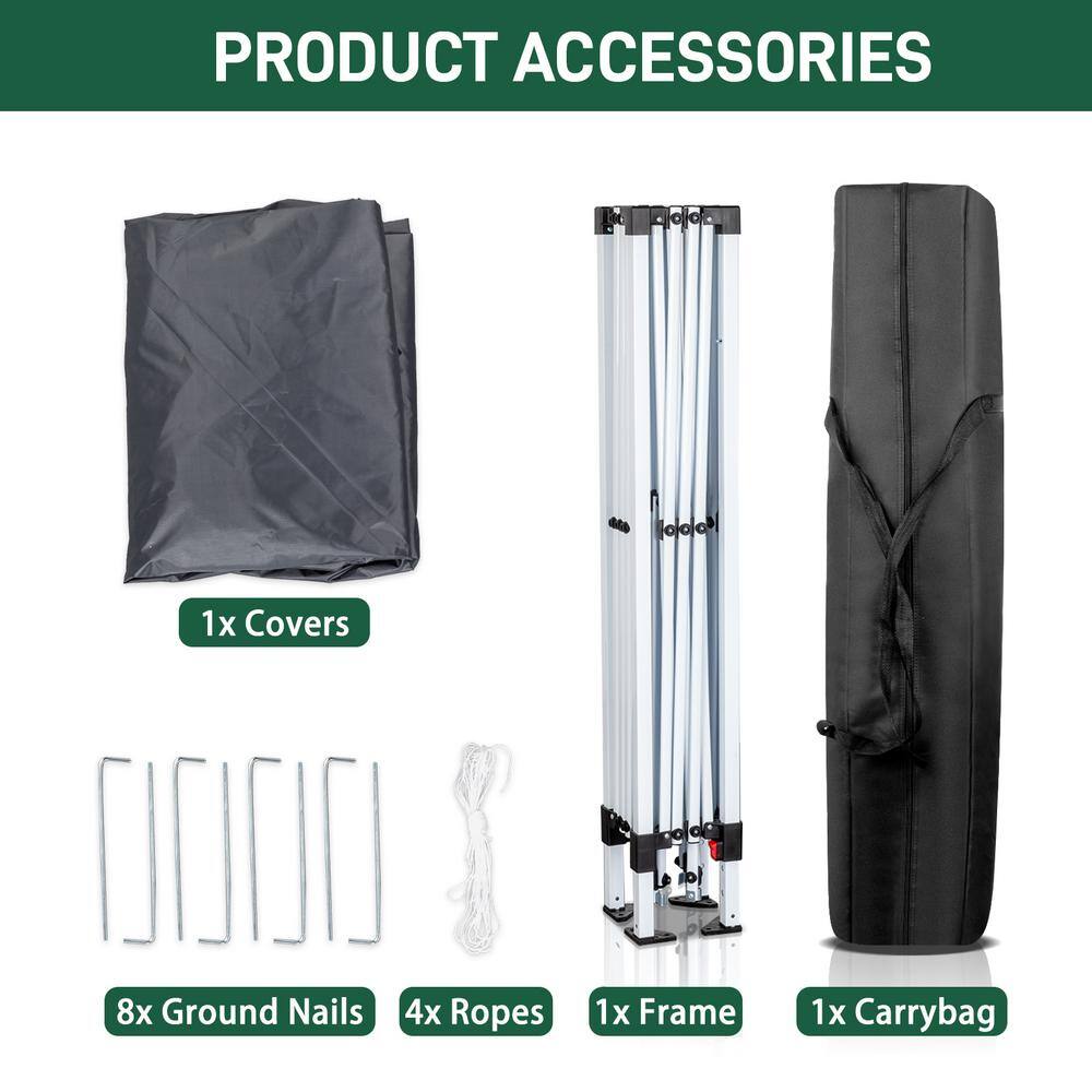 10x10ft Dark Gray Outdoor Canopy Tent with Carrying Bag