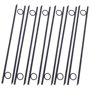 18 in. Steel Heavy-Duty Tent Canopy Ground Stakes with Angled Ends and 1 in. Loops for Campsites and Canopies, 12 Pcs
