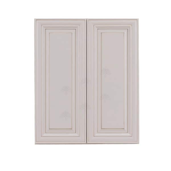 LIFEART CABINETRY Princeton Assembled 24 in. x 30 in. x 12 in. Wall Cabinet with 2 Doors 2 Shelves in Creamy White