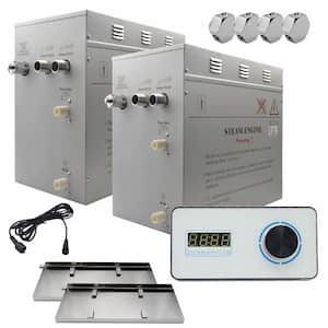 Superior Encore 24kW Steam Bath Generator, Self-Draining with Horizontal Digital Keypad in White and 2 Drip Pans