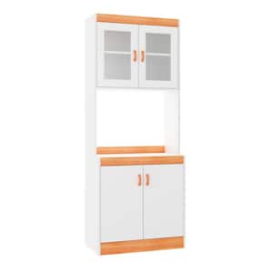 Oasis White 27.95 in. Display Cabinet with Window-Panel Doors