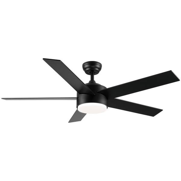 Lasaideal 52 in. Integrated Led Indoor Matte Black Ceiling Fan With Light Kit And Remote Control