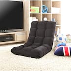 Microplush Black Quilted Folding Gaming Chair Floor Recliner