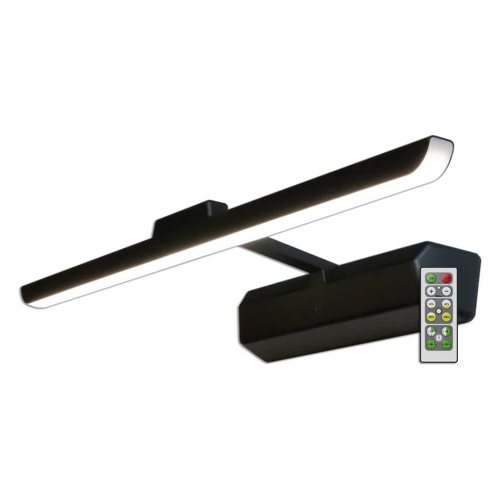 Satin Black 16 in. LED Swivel Picture Light with Remote Control