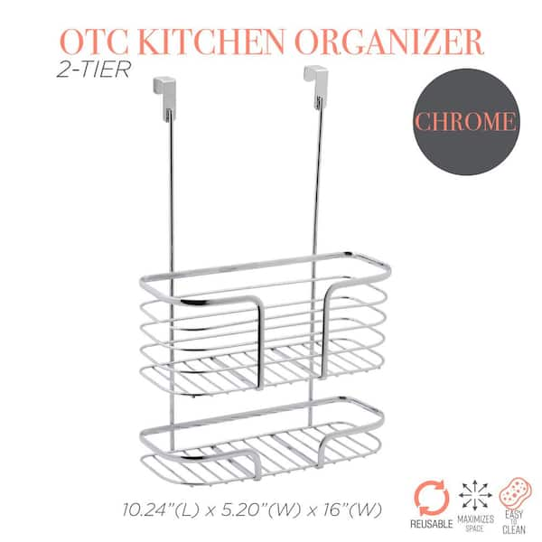 Kitchen Details 2-Tier Shelf Chrome Over The Cabinet Organizer