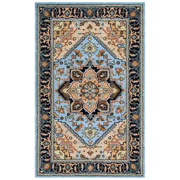 SAFAVIEH Heritage Blue/Light Brown 4 ft. x 6 ft. Border Floral Medallion Area Rug