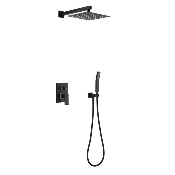 Inner Decor Bail Single-Handle 2-Spray 10 in. Square Wall Mount Shower Faucet in Matte Black (Valve Included)
