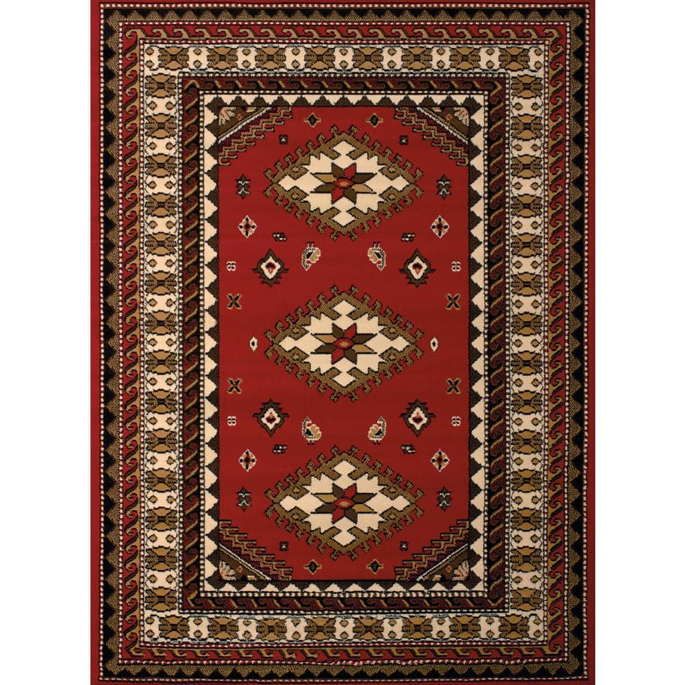 Dallas Ruby Red Rectangular 5' x 7' Synthetic Easy-Care Rug