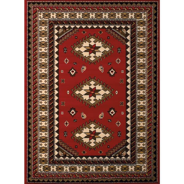 United Weavers Dallas Tres Red 5 ft. x 7 ft. Indoor Area Rug