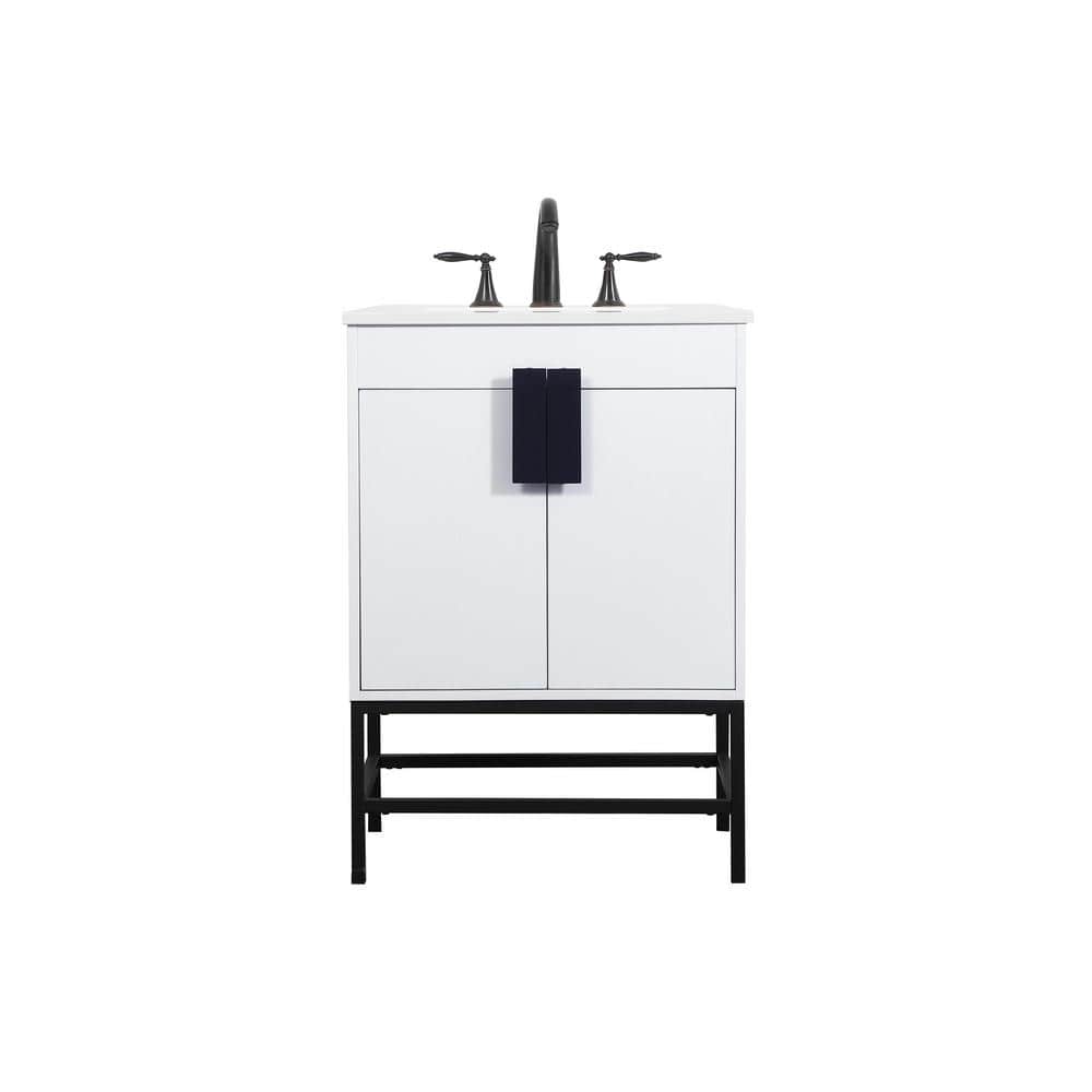 Simply Living 24 in. W x 19 in. D x 33.5 in. H Bath Vanity in White with Iv