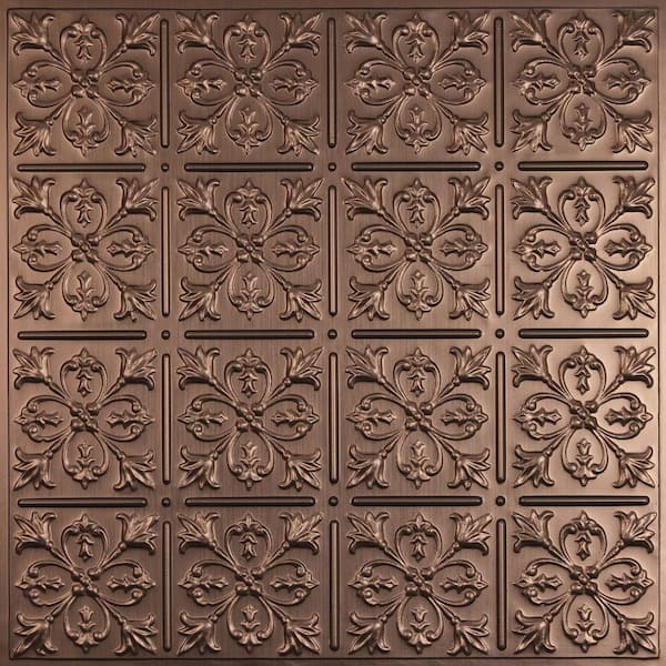 Ceilume Fleur-de-lis Faux Bronze Evaluation Sample, Not suitable for installation - 2 ft.x2 ft. Lay-in or Glue-up Ceiling Panel