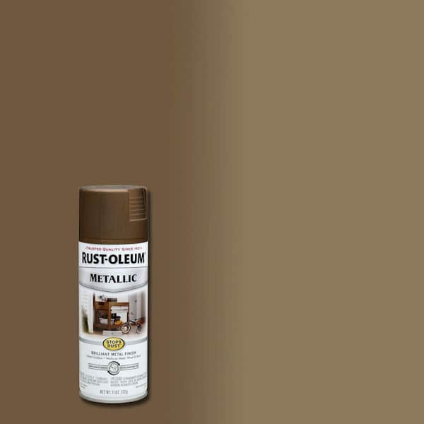 Rust Oleum Stops 11 Oz Metallic Antique Brass Protective Spray Paint 7274830 - Brass Colored Spray Paint For Metal