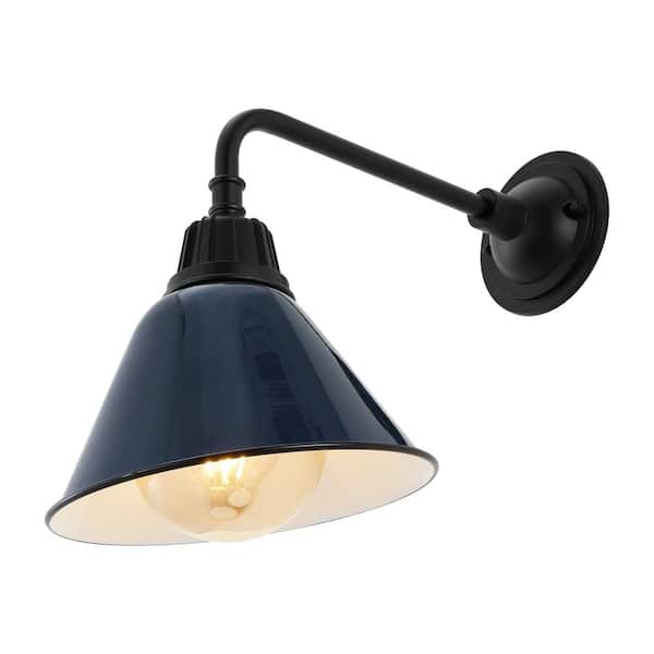 Croydon 9.63 in. Navy 1-Light Farmhouse Industrial Indoor/Outdoor Iron LED Gooseneck Arm Outdoor Sconce