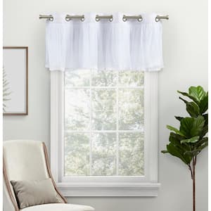Catarina Winter White White Solid Lined Room Darkening Grommet Top Valance, 52 in. W x 18 in. L