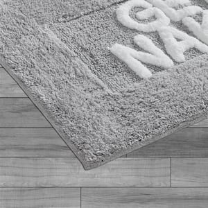 Novelty Gray 21 in. x 34 in. Get Naked Cotton Bath Rug
