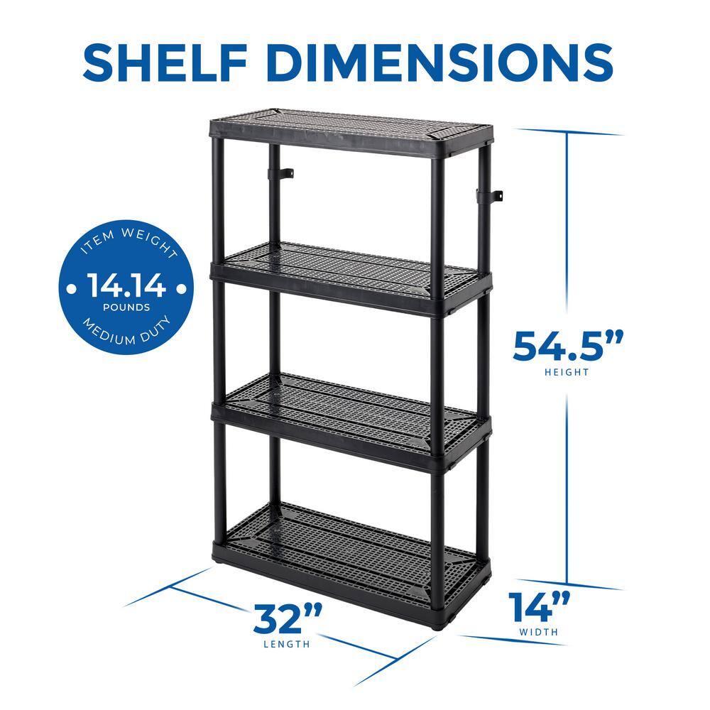 Maxit Black 4-Shelf Adjustable Ventilated Shelving Unit