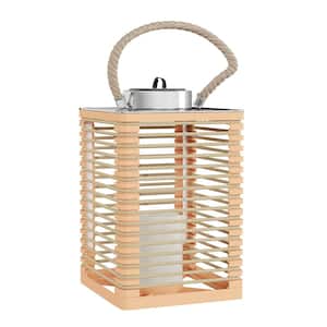 Solar Powered Lantern with LED Candle in Natural