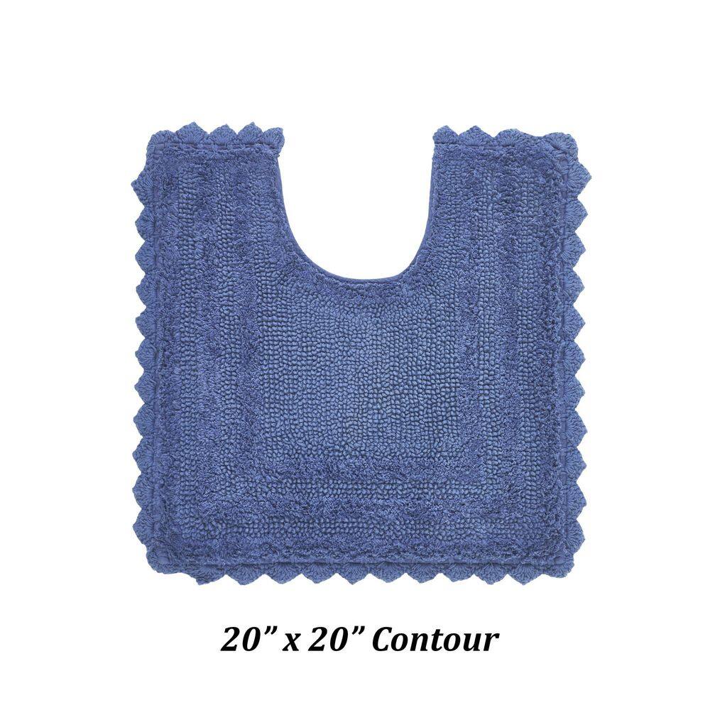 Lilly Blue Cotton Crochet Reversible Bath Rug