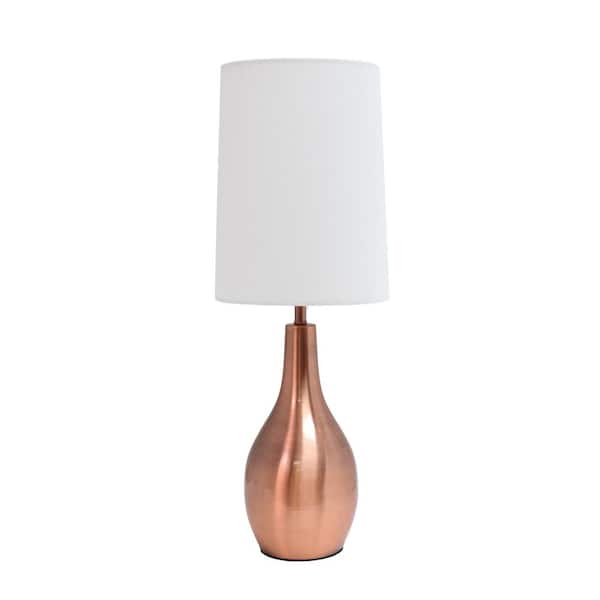 Simple Designs 19.5 in. 1-Light Rose Gold Tear Drop Table Lamp