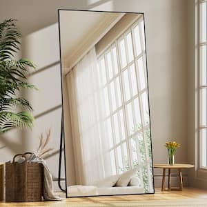 30 in. W x 71 in. H Black Rectangular Modern Aluminum Framed Full Length Mirror Floor Mirror