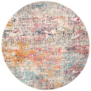 Madison Grey/Pink 11 ft. x 11 ft. Abstract Gradient Round Area Rug