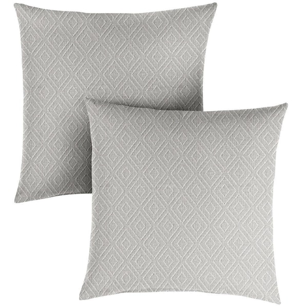 SORRA HOME Sunbrella Retain Oyster Square Outdoor Throw Pillow (2-Pack)
