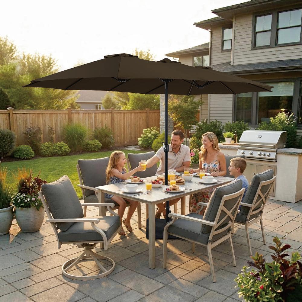 15 ft. Steel Residential Triple-Head Patio Umbrella with Base price history on PriceWatchPro
