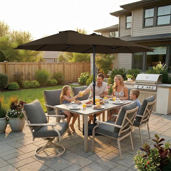 black white patio umbrella Fringe Patio Umbrella