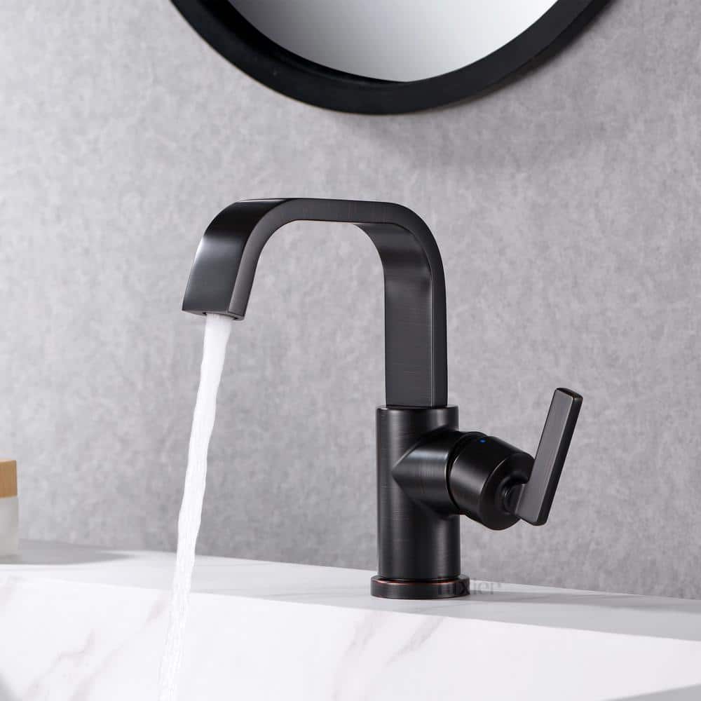 Oil Rubbed Bronze Single Hole Bathroom Faucet with Drain Assembly