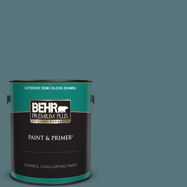 BEHR PREMIUM PLUS 1 gal. Home Decorators Collection #HDC-FL15-03 Blue Sage Semi-Gloss Enamel Exterior Paint & Primer