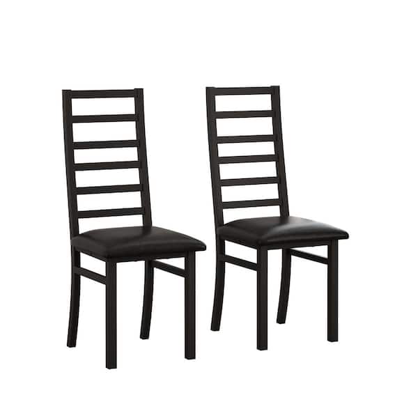 2-Pieces Black Dining Chairs with Steel Legs PU Leather Seats High Back Armless Dining Chairs Kitchen Living Room