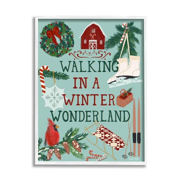 Stupell Industries Winter Wonderland Phrase by Hannah Byatt 1 Piece Framed Graphic Print Animal Poster Art Print 30 in. x 24 in.