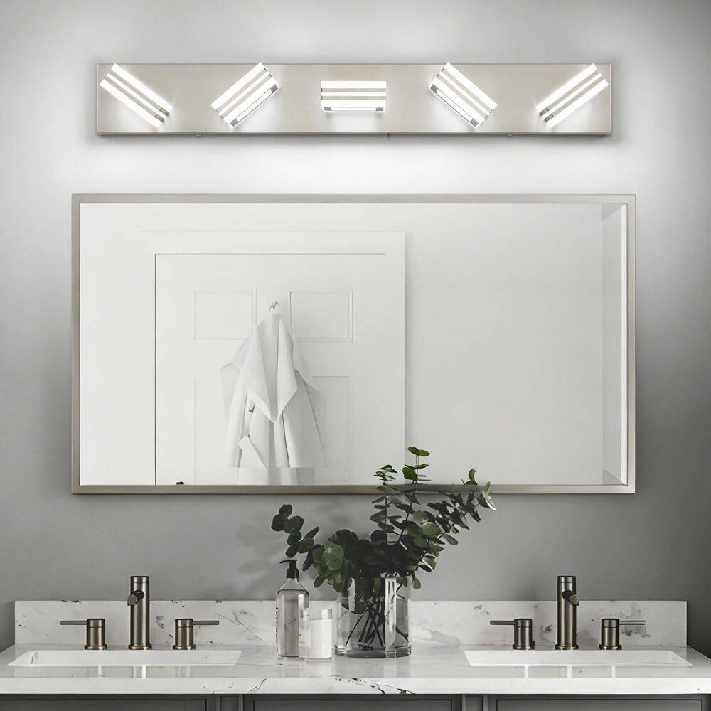 32.28 in. 5-Light Brushed Nickel Modern Bathroom Vanity Light with 5CCT price history on PriceWatchPro
