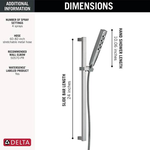 Delta 4-Spray Patterns 1.75 GPM 1.43 in. Wall Mount Handheld 