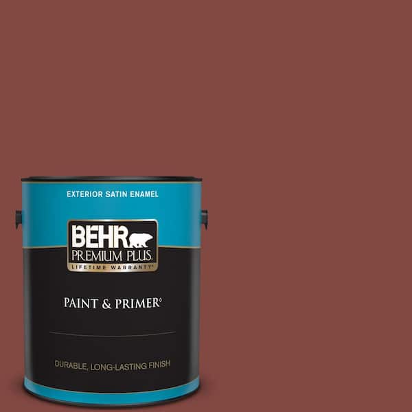 BEHR PREMIUM PLUS 1 gal. #S140-7 Deco Red Satin Enamel Exterior Paint & Primer