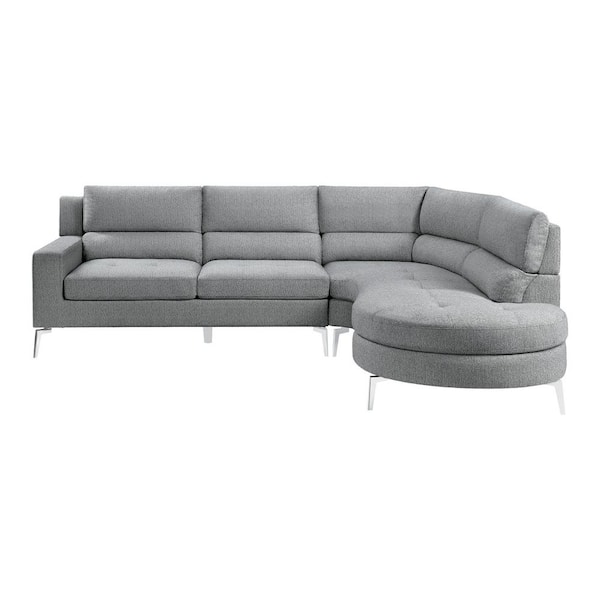 EVERGLADE HOME Alfio 102.5 in. W Upholstery 2-Piece Sectional Sofa with Right Chaise in Gray