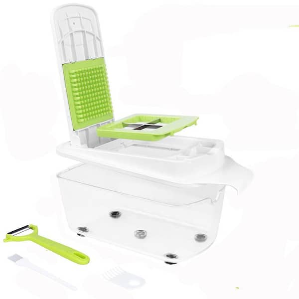 ABS Material 12-in-1 Food Dicer Chopper with 5-Blades, Onion Dicer, Fruit and Vegetable Cutter, Light Green