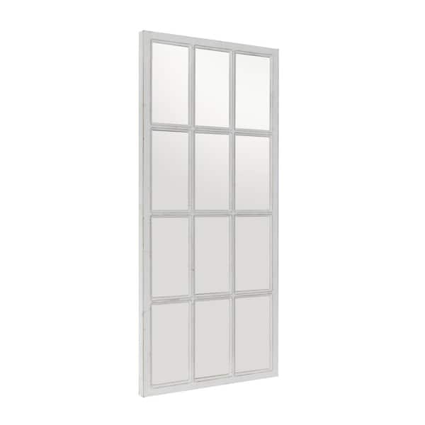 48 in. x 22 in. Window Pane Inspired Rectangle Framed White Wall Mirror