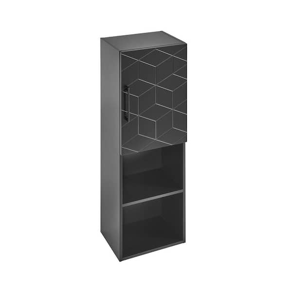 Annecy 15 in. W x 12 in. D x 46 in. H Black Linen Cabinet in Phantom Black