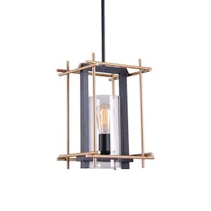 Braum 44 in. 1-Light Indoor Black and Grey Pendant Light with Light Kit
