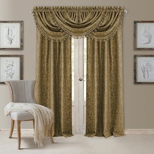 Antique Gold Damask Blackout Curtain - 52 in. W x 108 in. L