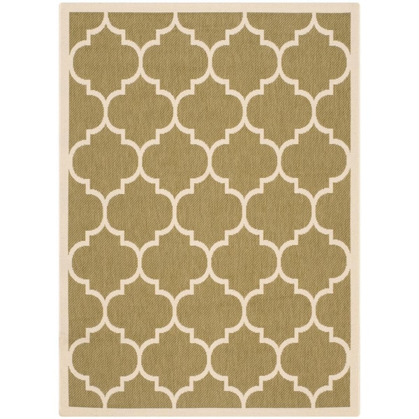 SAFAVIEH Courtyard Green/Beige 4 ft. x 6 ft. Geometric Indoor/Outdoor Patio  Area Rug