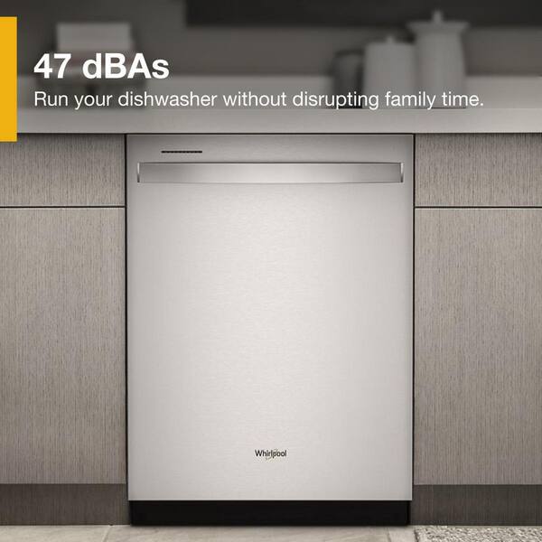 Whirlpool 24 Fingerprint Resistant Stainless Steel Top Control Built-In  Tall Tub Dishwasher with Third Level Rack, 47 dBA WDT750SAKZ