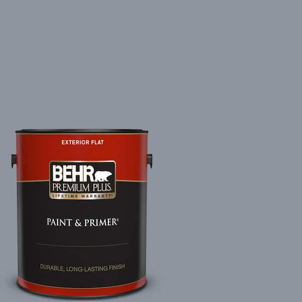 BEHR PREMIUM PLUS 1 gal. #PPF-28 Blue Dusk Flat Exterior Paint & Primer