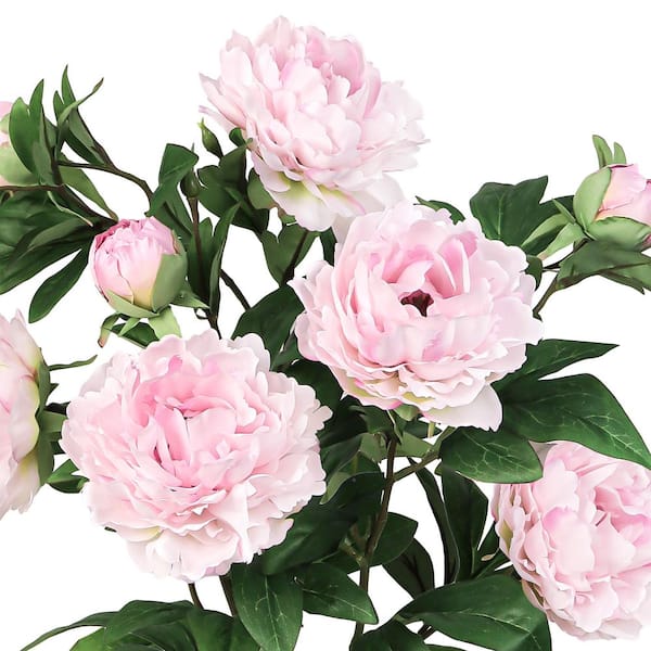 22 in. Deluxe Light Pink Artificial Peony Plant Flower Stem Bush Bouquet