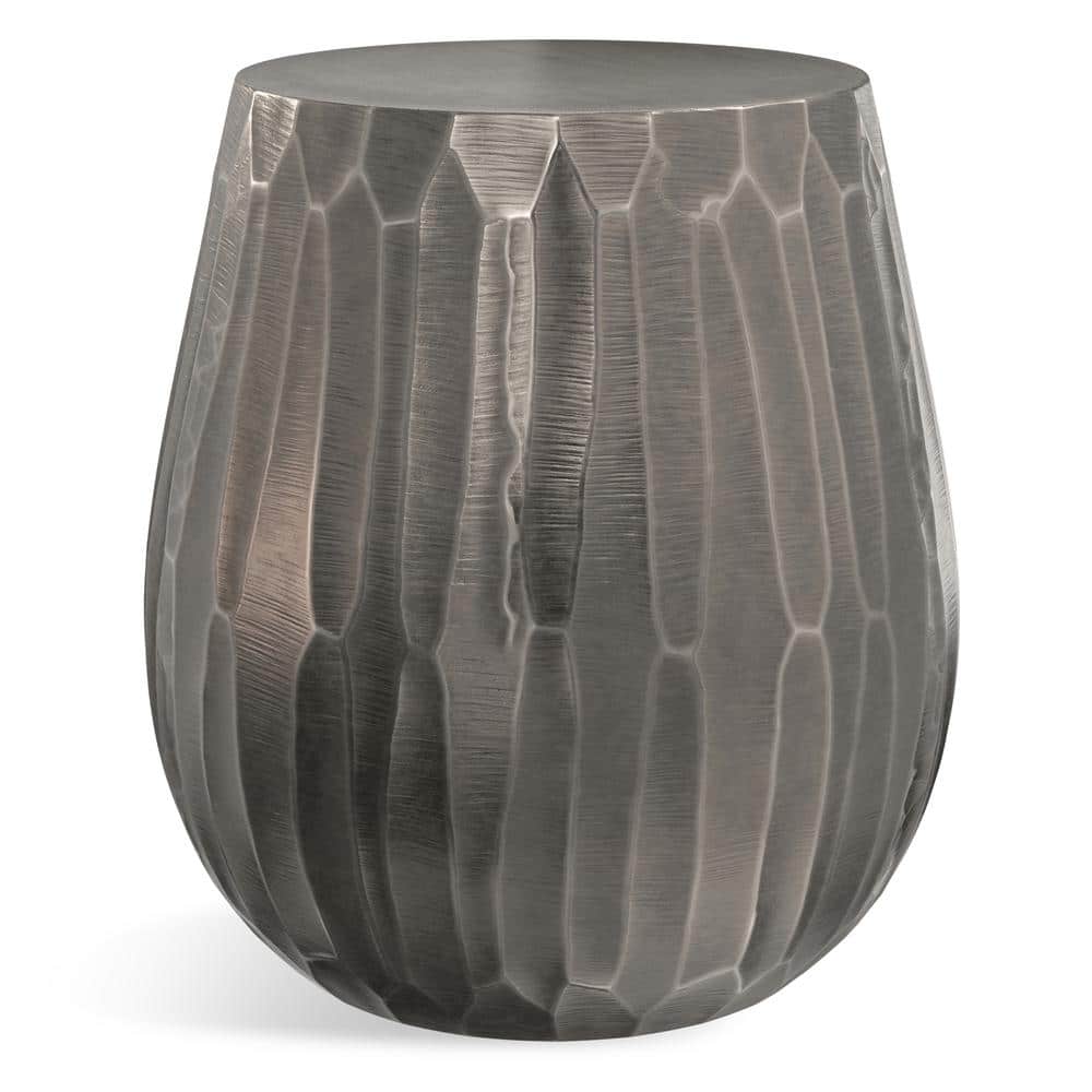 Graphite Round Cast Aluminum Drum Side Table