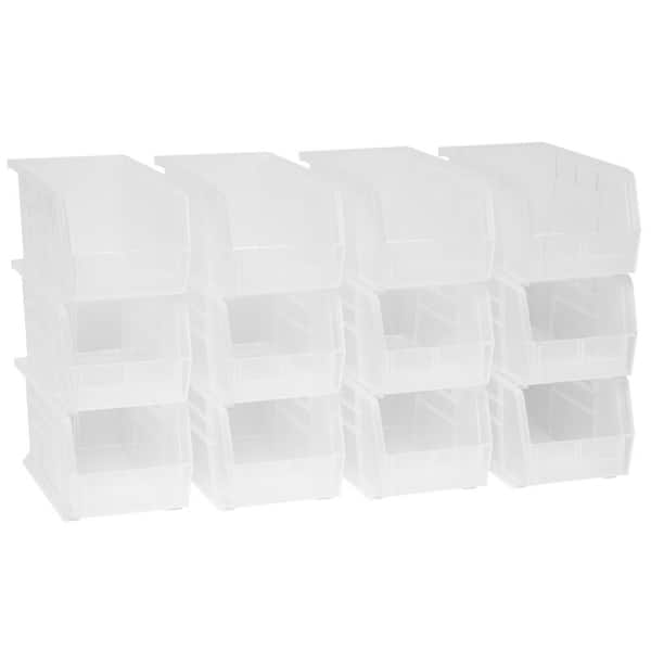 30230 Plastic Stackable Storage Bins, 10-7/8 in. x 5-1/2 in. x 5 in. Clear, 12-pack