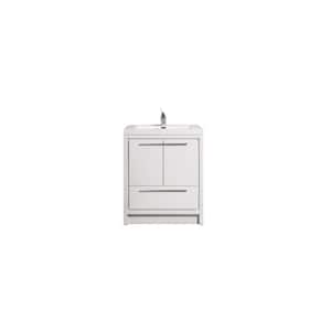 24 in. W x 20 in. D x 36 in. H Freestanding Bath Vanity in HG-White with White Stone Resin Top