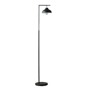 Harmony 63 in. Black Industrial Farmhouse 1-Light Arc Floor Lamp for Living Room with Metal Shade