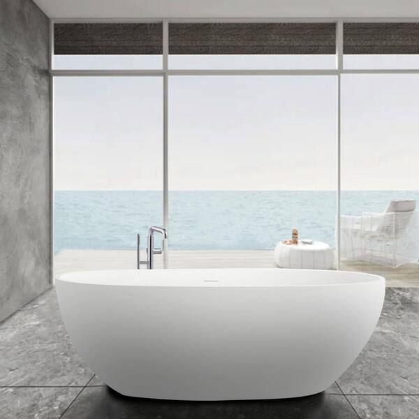 Maincraft 65 in. x 30 in. Soaking Bathtub with Center Drain in White